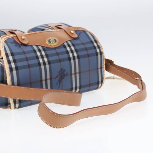 Burberry Nova Check Shoulder Bag Pvc Leather Blue Gold - Picture 8 of 16